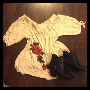 Pebble and Stone Off the Shoulder Top